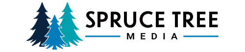 Spruce Tree Media horizontal logo with black text